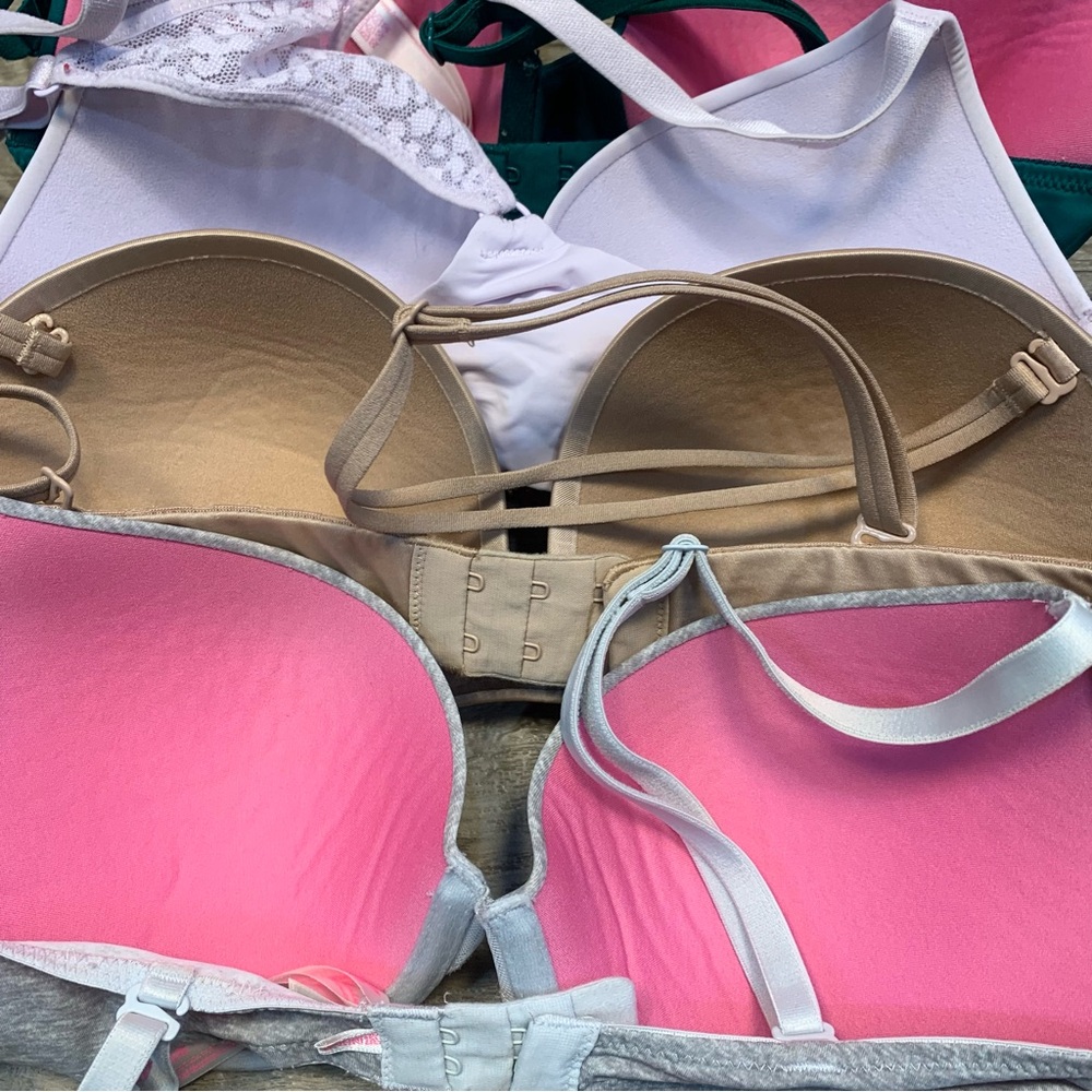Victoria Secret PINK Bundle 5 T Shirt Variety Bras Wear Everywhere Push Up - Picture 7 of 13